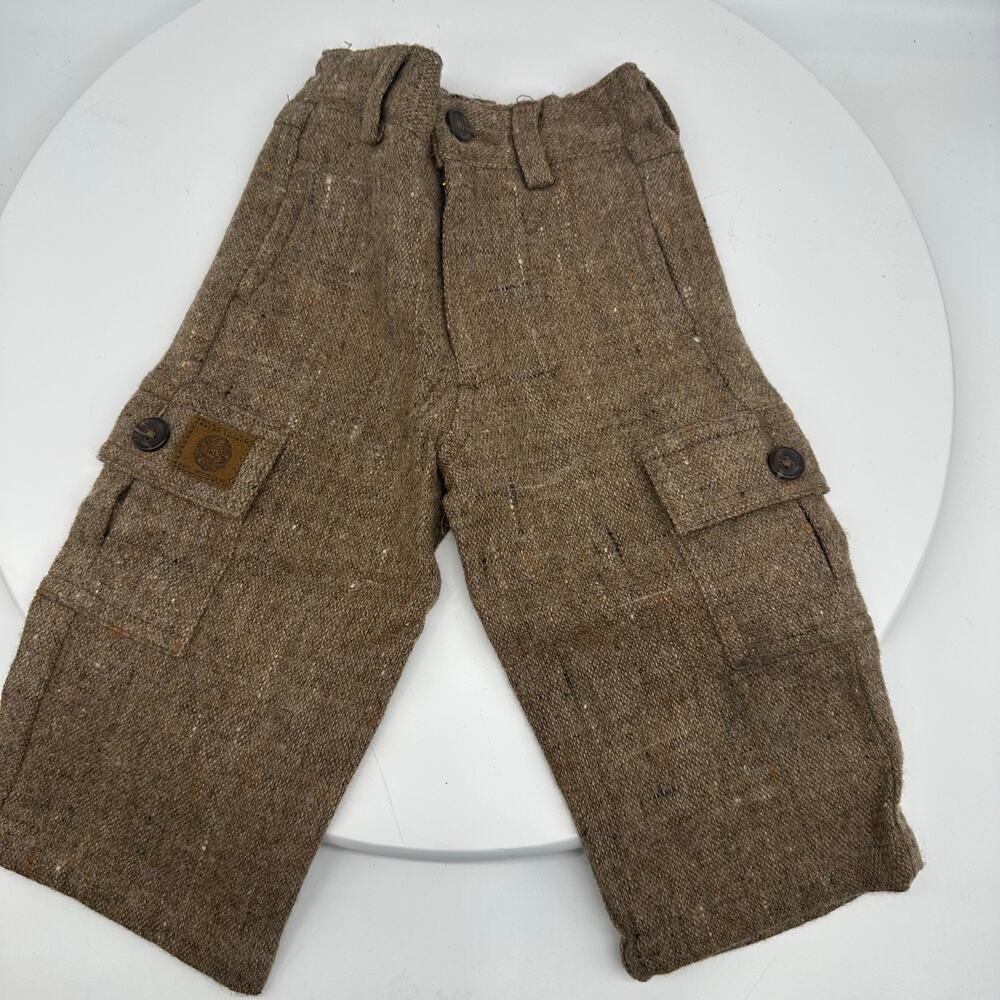 Ralph Lauren Cargo Style Baby Boy Wool Brown Pants Size 6-12 Months Trendy
